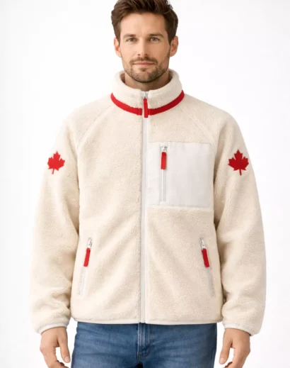 Canadian sherpa jacket for men styled as Canada sherpa jacket heated rivalry with bold winter fleece construction.