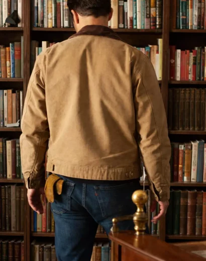 Interstellar Cooper jacket back view showing classic workwear design, inspired by the Interstellar Carhartt jacket worn by Matthew McConaughey as Cooper.