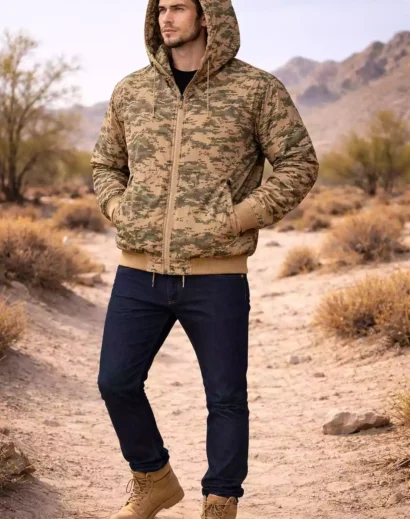 desert military camouflage jacket reversible jacket men hooded camo design