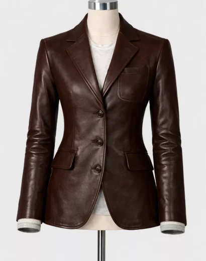 Isabel May blazer jacket brown leather blazer women classic vintage brown blazer outfit