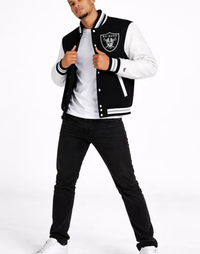 mens-white-raiders-starter-jacket-vintage-oakland Men's white raiders starter jacket original white oakland raiders jacket vintage varsity look