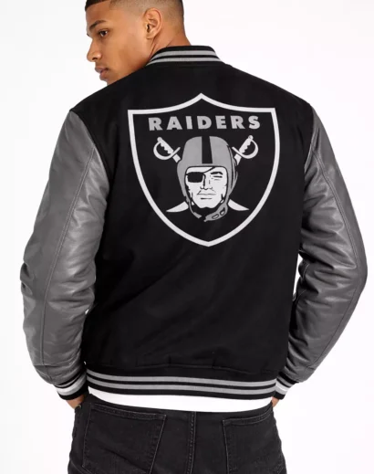 oakland-raiders-leather-jacket-black-varsity-vintage Oakland Raiders leather jacket black raiders varsity jacket vintage streetwear style men's
