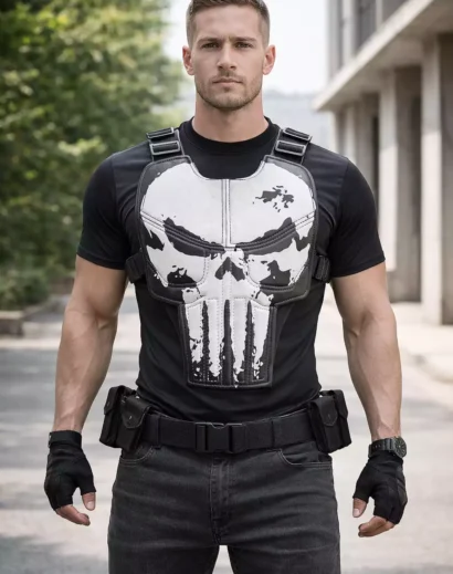 Punisher leather jacket black tactical style inspired by Jon Bernthal The Punisher jacket