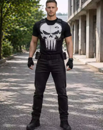 The Punisher jacket black field jacket style with tactical flak jacket detailing