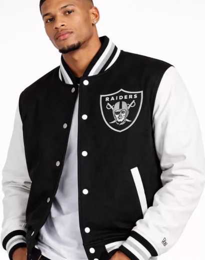 white-oakland-raiders-letterman-jacket-mens-starter White Oakland Raiders letterman jacket men's white raiders starter jacket varsity style