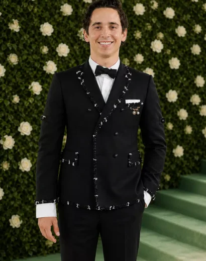 marcello hernandez suit side profile black tuxedo elegant look