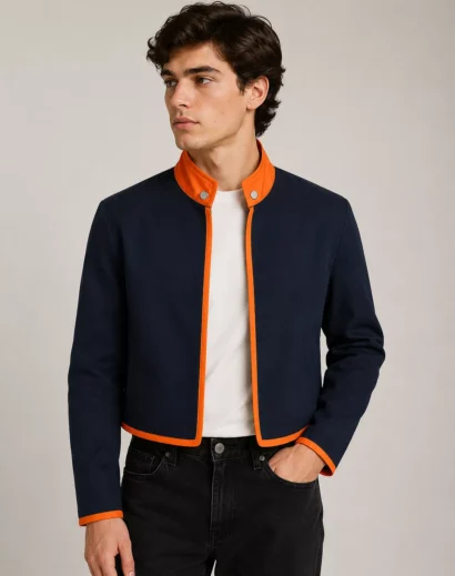 Naruto Kid Obito Open Jacket front view worn by male model