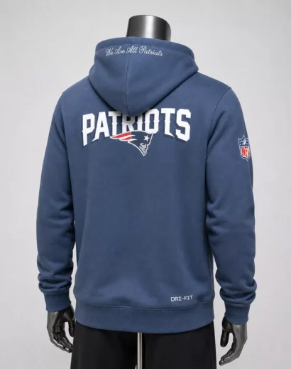 nfl patriots pullover hoodie blue back view, patriots fan hoodie for winter, patriots casual everyday hoodie, sports hoodie men