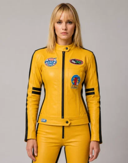 Kill Bill 2 Bride Uma Thurman Yellow Motorcycle Jacket for women