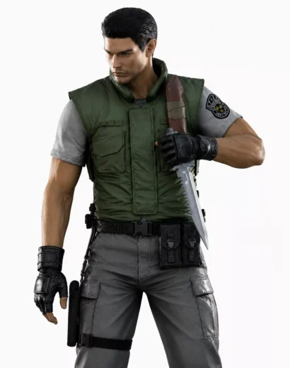 Chris Redfield Military Vest in military green for Resident Evil Costume and Halloween Tactical Cosplay
