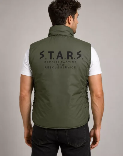 Olive Green Tactical Vest featuring a classic STARS Cosplay Vest design for gaming cosplay