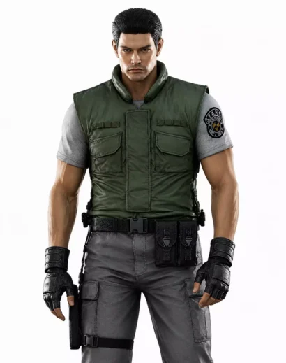Resident Evil STARS Vest and men green vest featuring a tactical design for Chris Redfield cosplay